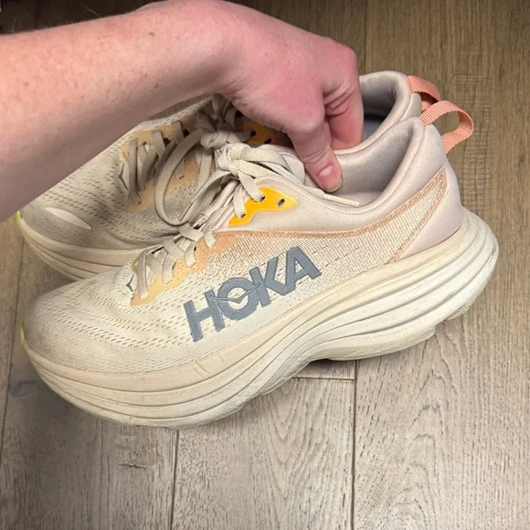 Hoka Women's Tan and Orange bondi athletic Shoes - Picture 4 of 4